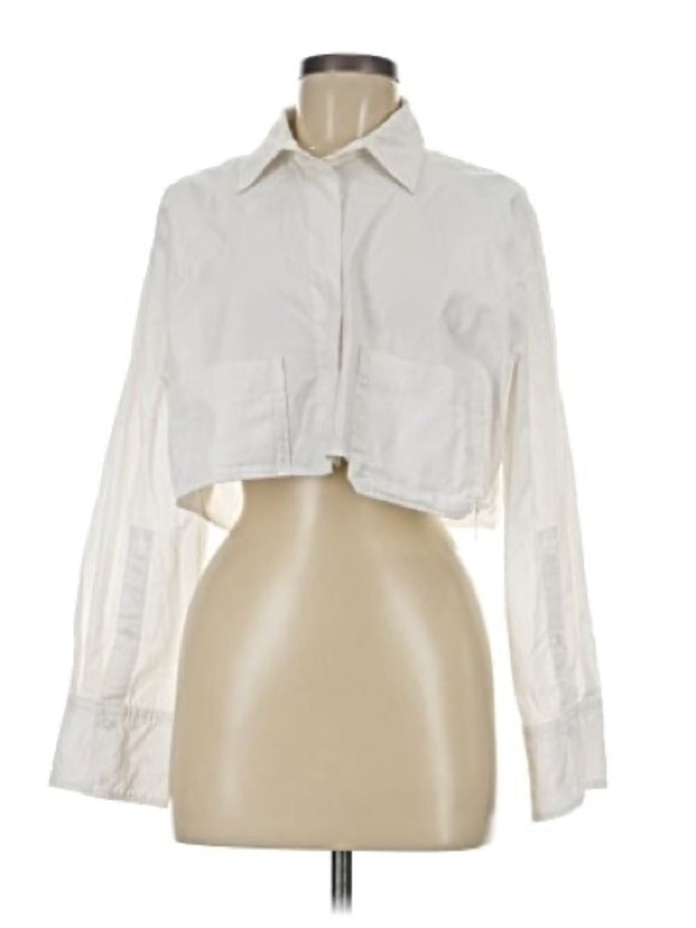 Women's Cropped Button-Front Shirt - White